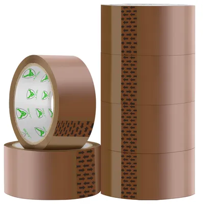 Imagen del producto de Cinta adhesiva marrón, 48 mm x 66 m, de bajo ruido, resistente, ideal para mudanzas