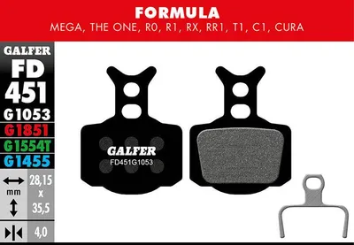 Produktbild von Galfer Beläge FD451 Compound G1053 verpackt für Formula FD451G1053