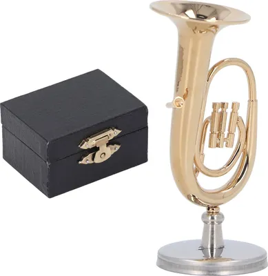 Produktbild von Miniatur -Tuba -Modell Messing Gold plattiert Euphonium Mini Musikinstrument Geschenk mit Basis
