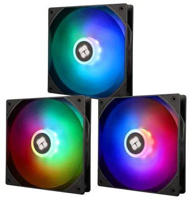 Produktbild von CPU-Lüfter, PWM, 140 mm, 1500 U/min, leise Kühlung, ARGB LED, 75,8 CFM, schwarz