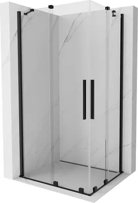 Produktbild von Mexen Velar Duo ausziehbare Duschabtrennung 90 x 80 cm, transparent, Schwarz - 871-090-080-02-70