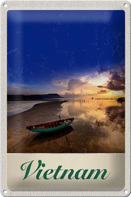 Produktbild von Blechschild Reise 20x30cm Vietnam Asien Boot Meer Natur Urlaub