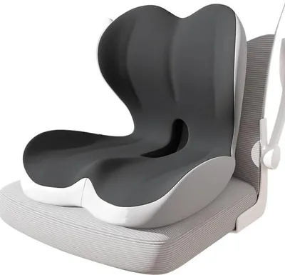 Produktbild von PolkaHome® Orthopädisches Sitzkissen mit Rückenlehne – Ergonomisches Memory-Schaum-Kissen für Bürostuhl, Auto, Rollstuhl und Zuhause