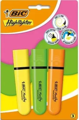 Image de Bic Neon Flat Highlighters - 3 pcs. - Surlignage et marquage de texte