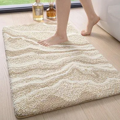 Produktbild von Badmatte 44 x 76 cm, rutschfest und wasserabsorbierend, extra weiche Badematte in beige