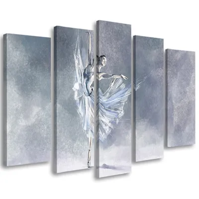 Produktbild von 5-teiliges leinwandbild pirouette der ballerina 100x70 cm Feeby lila wandbild bereit zum aufhängen