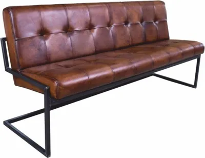 Produktbild von Casa Padrino Luxus Chesterfield Echtleder Sitzbank Braun / Schwarz 185 cm - Echtleder Möbel