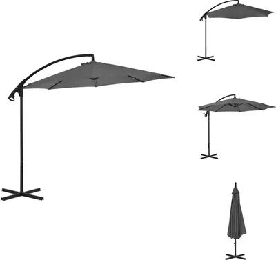 Produktbild von vidaXL Ampelschirm mit Stahlmast 300 cm Anthrazit - Sonnenschirme & Sonnenschutze