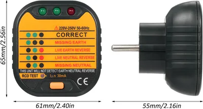 Zdjęcie produktu dla Przenośny tester gniazd wtykowych Tester obwodu polaryzacji Tester napięcia Wyszukiwarka gniazd elektrycznych Tester napięcia gniazda Wykrywacz gniazda