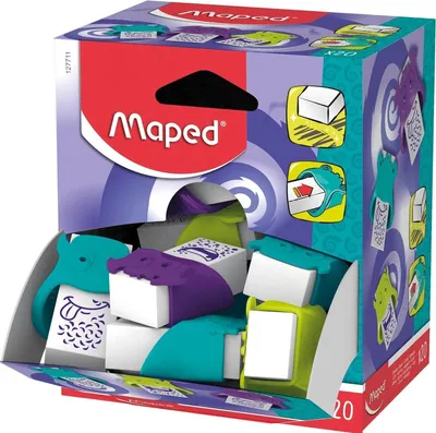 Productafbeelding van 20 stuks Maped 127711, Maped kunststof gummetjes LITTLE MONSTER, in verschillende kleuren, assorti