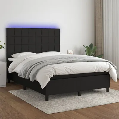 Produktbild von The Living Store Boxspringbett mit Matratze & LED Schwarz 140x200 cm Stoff