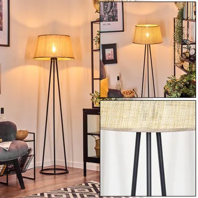 Produktbild von Reggio Stehlampe aus Metall/Papiergeflecht in Schwarz/Beige