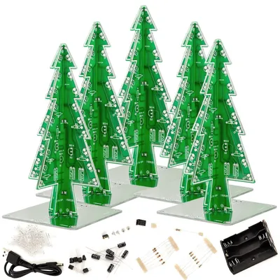 Produktbild von AZ-Delivery Bausätze & Kits DIY LED Weihnachtsbaum Kit zum Löten mit bunt blinkenden Lichtern, 5x Kit