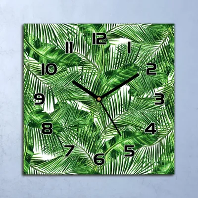 Produktbild von Wanduhr Echt-Glas-Küchenuhr Tropischer Dschungel Quarz 30x30 Deko Bilder