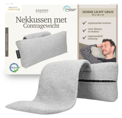 Image de Coussin ergonomique pour le cou, idéal pour canapé et fauteuil, couleur gris clair