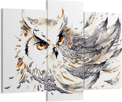 Produktbild von Bild auf Leinwand - Leinwandbild - Owl Federn Weisheit Natur - 130x100cm - Wand Bild - Wanddeko - Leinwanddruck - Bilder - Kunstdruck - Wanddekoration - Leinwand bilder - Wandkunst - CB130x100-3016
