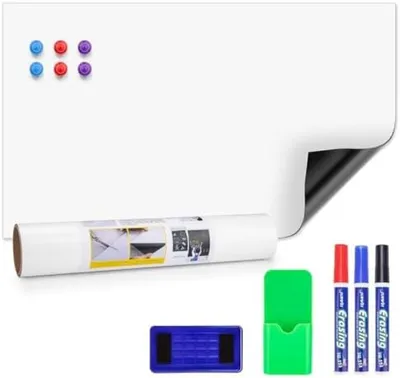 Produktbild von PromoHome® Magnetische Whiteboardfolie - 30x50 cm selbstklebend mit Schreibmaterial