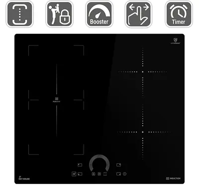 Image de Plaque Induction 60 cm 8,2 kW 4 Zones de cuisson 9 niveaux de puissance