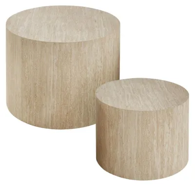 Image de CALICOSY - Lot de 2 tables basses rondes empilables - MAIA