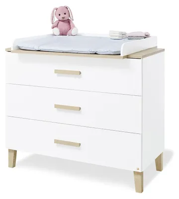 Produktbild von Pinolino Wickelkommode Lumi, weiß, abnehmbarer Wickelaufsatz, B110xT77/56xH101 cm, 3 Schubkästen, Self-Soft-Close, als Sideboard nutzbar