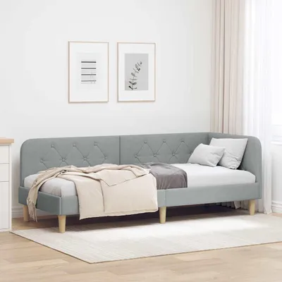 Image de Maison Exclusive - Cadre de lit d'angle gris clair 80 x 200 cm, tissu