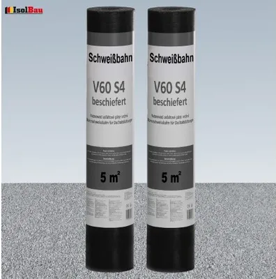 Produktbild von Isolbau Schweißbahn V60 S4 Glasvlieseinlage beschiefert GRAU 10m2  Dachpappe Bitumenbahn 2 Rollen