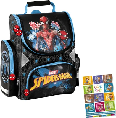 Produktbild von Schulranzen Ranzen Spiderman Marvel schwarz Tornister Jungen Mädchen ab der 1. Klasse der Grundschule ink. Aufgabenheft