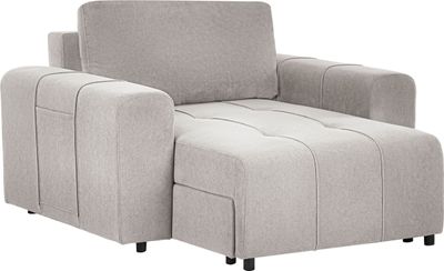 BELIANI Chaiselongue Hellgrau Stoff Gepolstert mit Schlaffunktion Récamiere Modernes Retro Design Wohnzimmermöbel