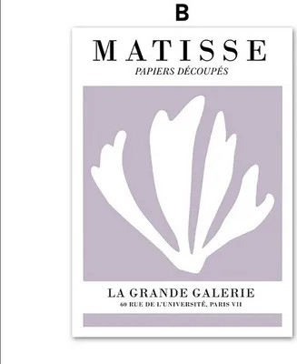 Produktbild von TPFLiving Kunstdruck LW-1701 (OHNE RAHMEN) Poster - Leinwand - Wandbild - Hochauflösender Giclée-Druck, langlebig und hochwertig - Henri Matisse - Abstrakte Blätter in lila -  - Größe: 60x80cm