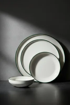 Obrázok produktu pre Hermia Concept, kvalitná súprava riadu (24 kusov) vyrobená zo 100% porcelánu, biela a zelená