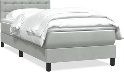 Image de Sommier à lattes de lit et matelas gris clair 90x220 cm velours