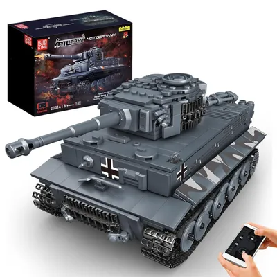 Produktbild von Technik Tiger-Panzer Bausteine Modell Ferngesteuert Tank für Erwachsene Militär Spielzeug Bausatz mit Fernbedienung und App Dual Control Tiger Panzer