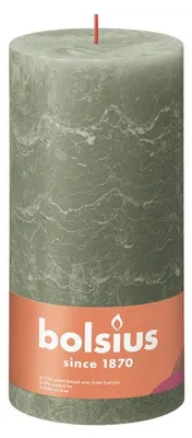 Image de Bougie rustique Bolsius 200/100 vert olive (1 pièce)