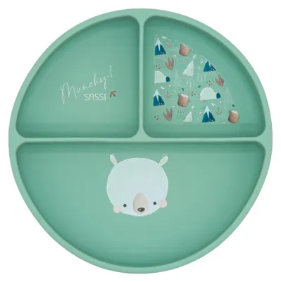 Produktbild von Silikon Teller mit Saugnapf Tiere - 18 x 18 cm - Minze | by Sassi Junior