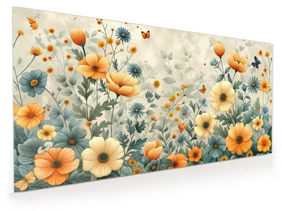 Produktbild von Küchenrückwand Spritzschutz Glas mit Motiv Blumenwiese 40 x 40 cm