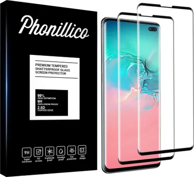 Immagine prodotto di Vetro temperato per Samsung Galaxy S10 PLUS [2 pezzi] Pellicola protettiva per lo schermo con bordo nero Pellicola antigraffio resistente al vetro Phonillico