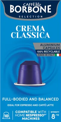 Produktbild von Caffè Borbone Selection Crema Classica 50g (10x5g) Aluminium-Kapseln | kompatibel mit Nespresso-Maschinen