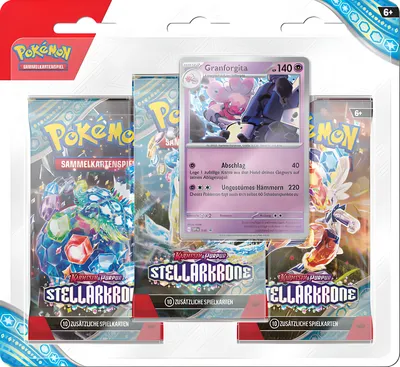 A product package containing Pokémon trading cards and a special card.