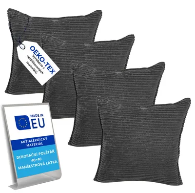 Produktbild von Pillows24 – 4x Dekokissen 40x40 aus Cord | Weiches Zierkissen & Sofa Kissen | Deko Kissen 40x40 für Palettenkissen in Wohnzimmer & Balkon | Sofakissen  EU | Pflaume