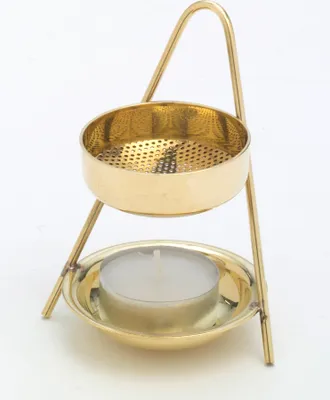 Produktbild von Räucherstövchen Messing Gold Höhe 10 cm mit 2. Sieb und Teelicht