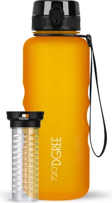 Produktbild von uberBottle softTouch Trinkflasche mit Fruchtbehälter 1500ml / Honey Yellow/ 720DGREE