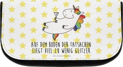 Produktbild von Mr. & Mrs. Panda Kosmetiktasche Einhorn Cocktail - Weiß - Geschenk, Geburtstag, Toilettentasche, Unicorn, Necessaire, klein, Party, Spaß, Rum, kosmetiktäschchen, Spruch