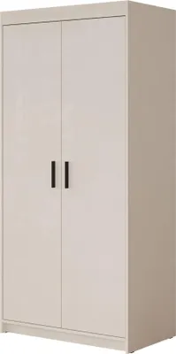 Produktbild von MIRJAN24 Eckkleiderschrank Elena 2D, Drehtürenschrank, Garderobe mit zwei Drehtüren und drei Schubladen, Kleiderstange (Farbe: Sanbeige)