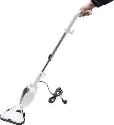 Produktbild von Hochtemperatur Dampfreiniger 110°C - Dampfbesen für Böden - Tiefenreinigung Küche & Bad - 1300 W - 4,5 m Kabel - Weiß