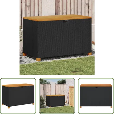 Obrázek produktu pro The Living Store Zahradní truhla černá 110x55x63 cm Poly ratan Akáciové dřevo