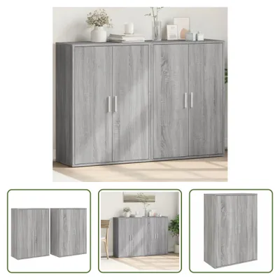 Produktbild von The Living Store Sideboards 2 Stk. Grau Sonoma 60x31x84 cm Holzwerkstoff