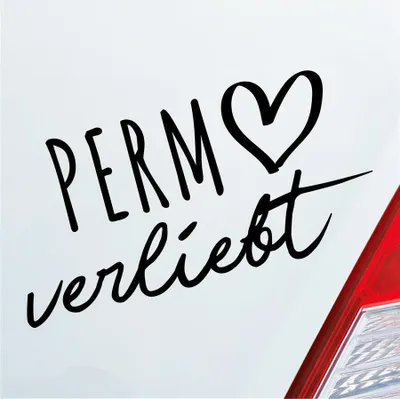 Produktbild von Auto Aufkleber Perm verliebt Herz Stadt Heimat Liebe Car 19x10 cm Schwarz Glanz Sticker Heckscheibenaufkleber