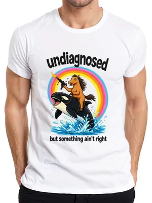 Produktbild von Undiagnosed But Something Ain't Right Pferd Statement Sarkasmus Herren T-Shirt, Weiß, L