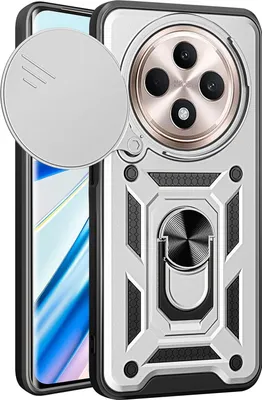 Produktbild von Hülle für Oppo Reno12 F 5G Magnetische Ring Ständer Halter Dia Kameraschutz TPU Bumper Silikon Schutzhülle Silber
