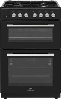 Image de Cuisinière Gaz CONTINENTAL EDISON CECDF6060IBD, Double Four, 4 Feux, Noir, 60x60x90 cm